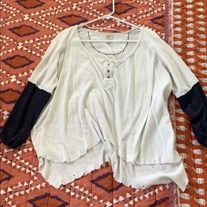 Free People Three Quarter Sleeve Top